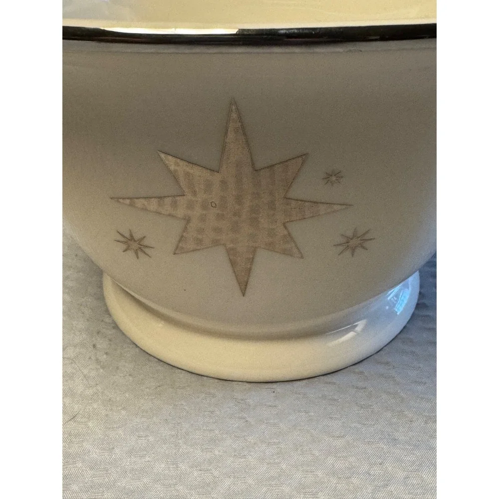 Bath‎ & Body Works 1999 Holiday Edition Silver Star Large Bowl Pot Ceramic